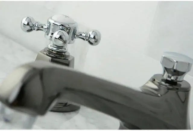 Alt view image 7 of 9 - Kingston Brass NS4467BX Water Onyx widespread lavatory faucet with brass pop-up drain, black nickel finish with chrome trim