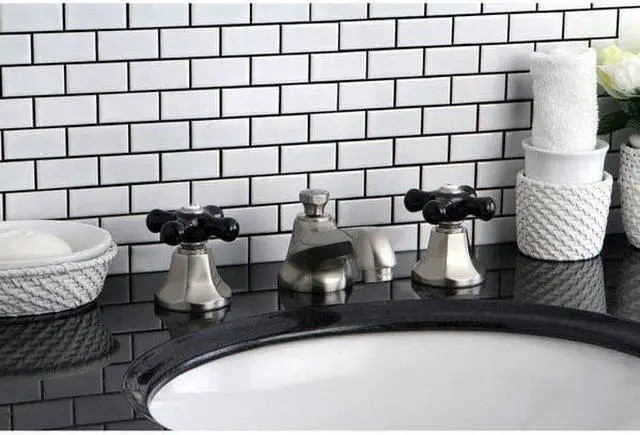 Alt view image 4 of 7 - Kingston Brass KS4468PKX Metropolitan Onyx Widespread Lavatory Faucet With Black