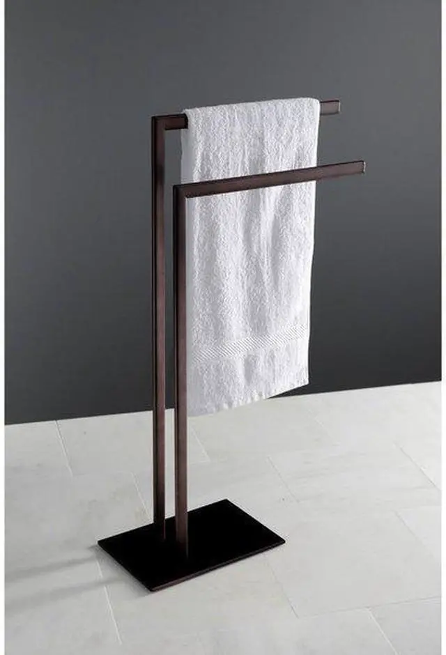 Alt view image 6 of 11 - Kingston Brass SCC3095 Modern Edenscape Pedestal Dual Towel Rack - Oil Rubbed Bronze