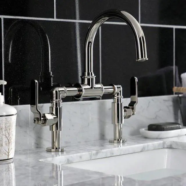 Alt view image 2 of 6 - KINGSTON BRASS KS2176KL Whitaker Industrial Style Bridge Bathroom Faucet W/