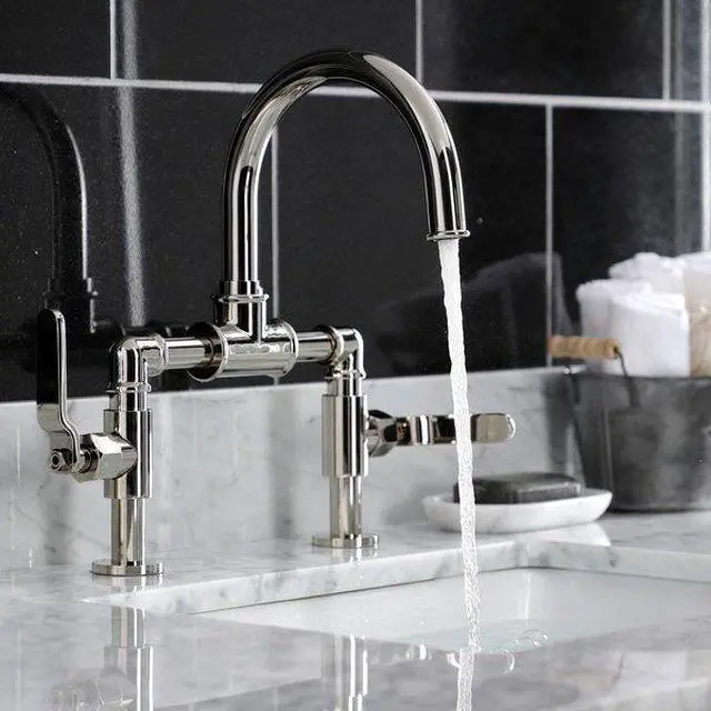 Alt view image 4 of 6 - KINGSTON BRASS KS2176KL Whitaker Industrial Style Bridge Bathroom Faucet W/