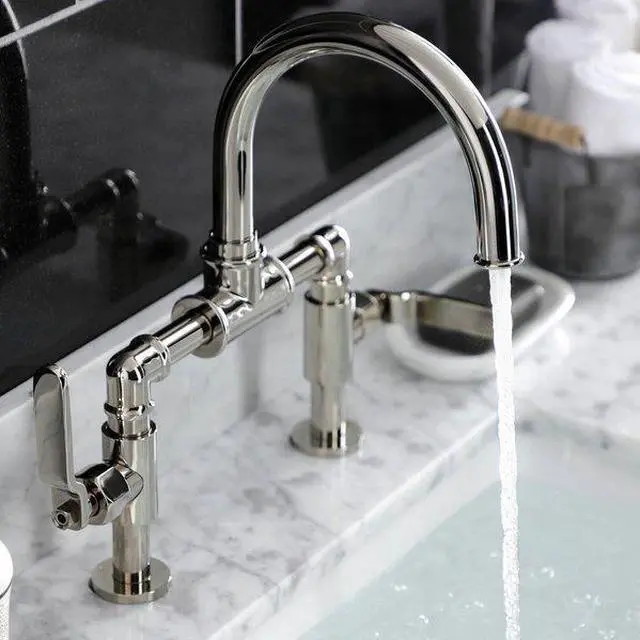 Alt view image 5 of 6 - KINGSTON BRASS KS2176KL Whitaker Industrial Style Bridge Bathroom Faucet W/