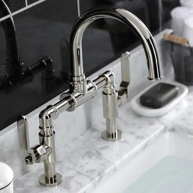 Alt view image 6 of 6 - KINGSTON BRASS KS2176KL Whitaker Industrial Style Bridge Bathroom Faucet W/