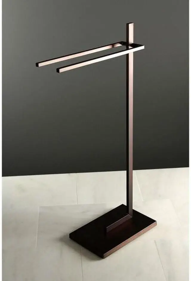 Alt view image 12 of 18 - Kingston Brass SCC8605 Modern Edenscape Pedestal Dual Towel Rack - Oil Rubbed Bronze