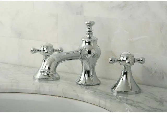 Alt view image 3 of 7 - Kingston Brass KC7061BX English Country Widespread Lavatory Faucet with Elegant Cross Handle & Brass Pop-Up, Chrome