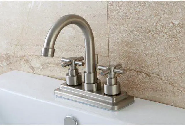 Alt view image 5 of 6 - Kingston Brass Ks8668Ex Twin Lever Handles 4 Inch Centerset Lavatory Faucet - Satin Metal Finish