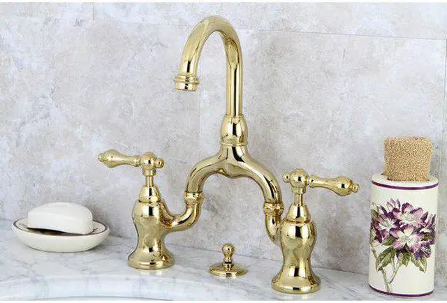 Alt view image 3 of 11 - kingston brass ks7992al english country lavatory faucet with brass popup, polished brass