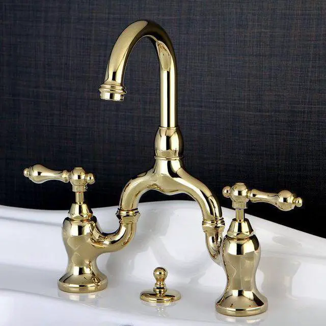 Alt view image 4 of 11 - kingston brass ks7992al english country lavatory faucet with brass popup, polished brass