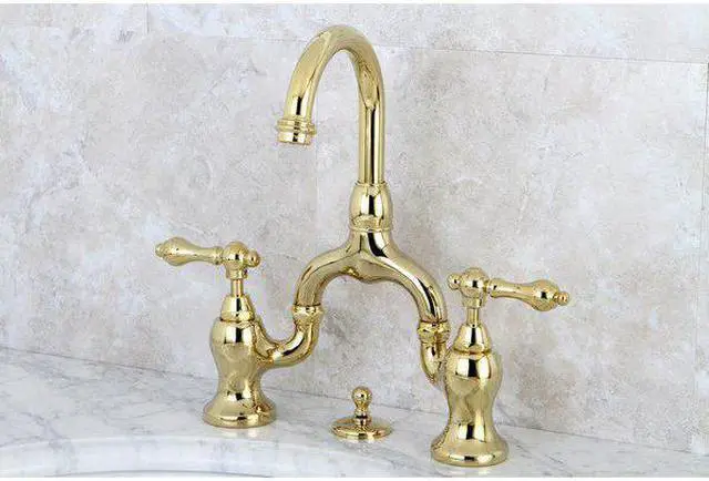 Alt view image 6 of 11 - kingston brass ks7992al english country lavatory faucet with brass popup, polished brass