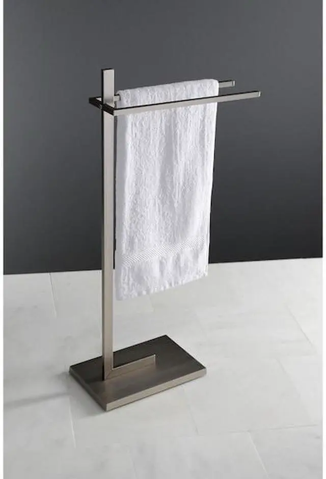 Alt view image 4 of 11 - Kingston Brass SCC8608 Modern Edenscape Pedestal Dual Towel Rack - Brushed Nickel