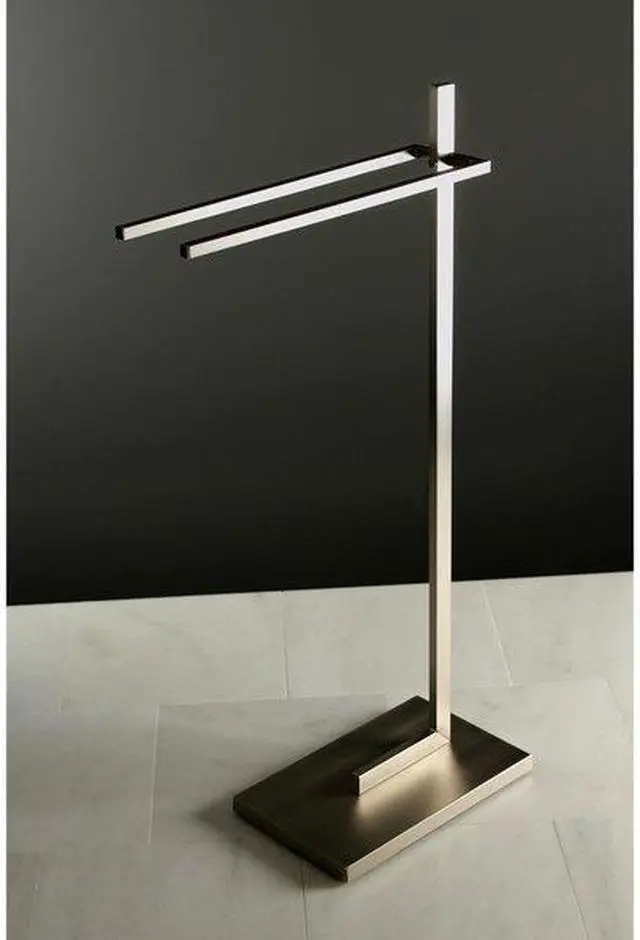 Alt view image 6 of 11 - Kingston Brass SCC8608 Modern Edenscape Pedestal Dual Towel Rack - Brushed Nickel