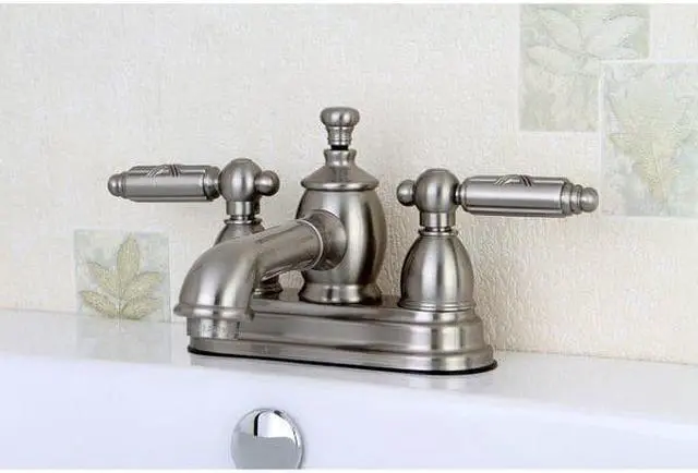 Alt view image 5 of 9 - Kingston Brass KS7008GL 4 in. Georgian Centerset Lavatory Faucet with Brass Pop-Up & Metal Lever Handle Satin Nickel