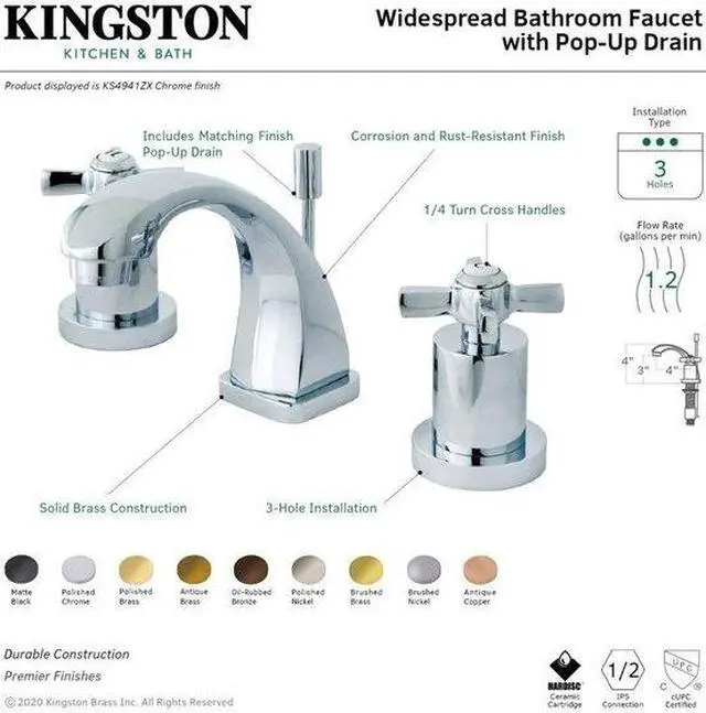 Alt view image 6 of 6 - Kingston Brass Millennium Mini Widespread Lavatory Faucet in Polished Chrome by Kingston Brass