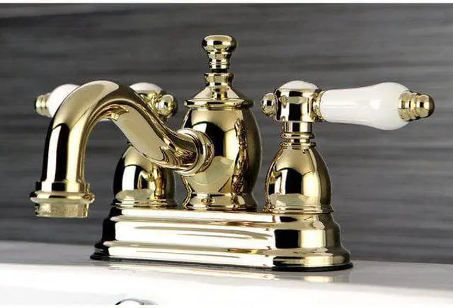 Alt view image 3 of 3 - Kingston Brass KS7102BPL 4 in. Centerset Lavatory Faucet with Brass Pop-Up, Polished Brass