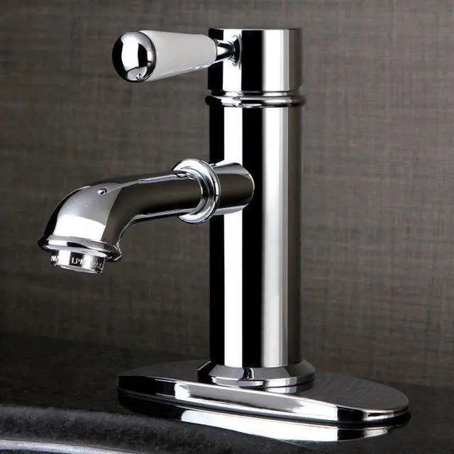 Alt view image 3 of 11 - kingston brass ks7411dpl single porcelain lever handle lavatory faucet with brass popup with 5" spout reach, polished chrome