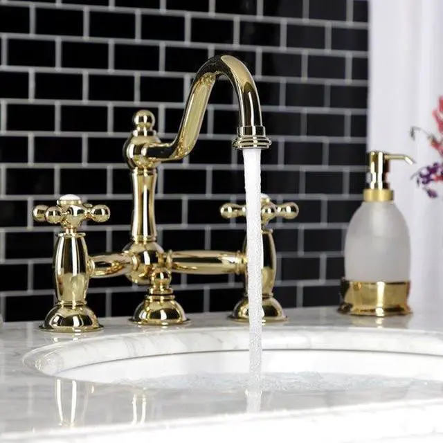 Alt view image 5 of 9 - RESTORATION BRIDGE LAVATORY FAUCET-Polish Brass Finish