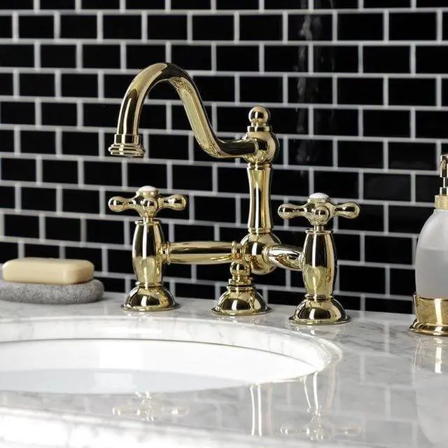 Alt view image 8 of 9 - RESTORATION BRIDGE LAVATORY FAUCET-Polish Brass Finish