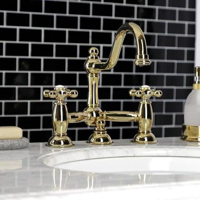 Alt view image 9 of 9 - RESTORATION BRIDGE LAVATORY FAUCET-Polish Brass Finish