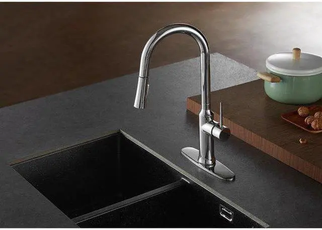 Alt view image 4 of 12 - Gourmetier LS2721NYL Single-Handle Pull-Down Kitchen Faucet, Polished Chrome