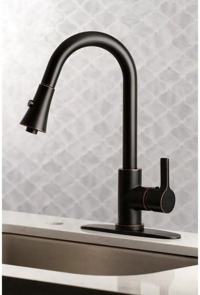 Alt view image 3 of 13 - Gourmetier LS8726CTL Modern Continental Single-Handle Pull-Down Kitchen Faucet - Naples Bronze