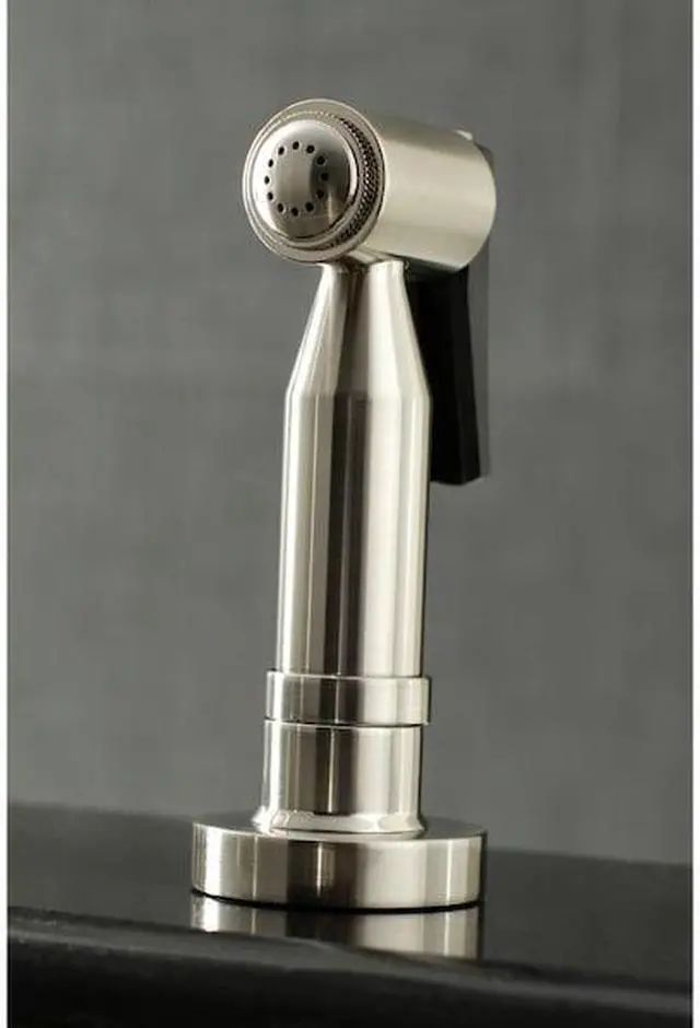 Alt view image 7 of 11 - Kingston Brass KS8278DLBS Concord Two-Handle Bridge Kitchen Faucet with Brass Side Sprayer, Brushed Nickel