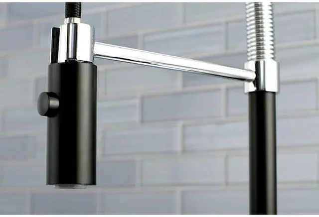 Alt view image 6 of 12 - Gourmetier LS8777CTL Continental Kitchen Faucet with Pull-Down Sprayer, Matte Black/Chrome