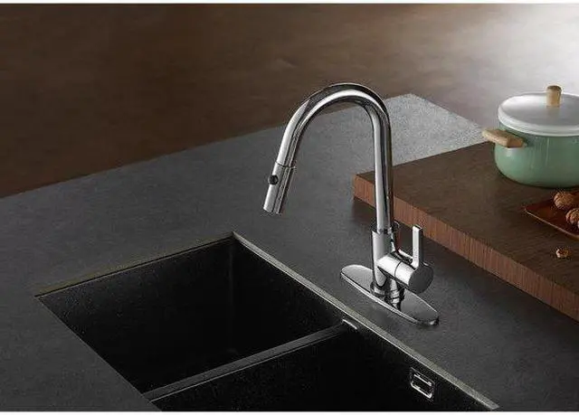 Alt view image 4 of 12 - Gourmetier LS8781CTL Continental Kitchen Faucet with Pull-Down Sprayer, Polished Chrome