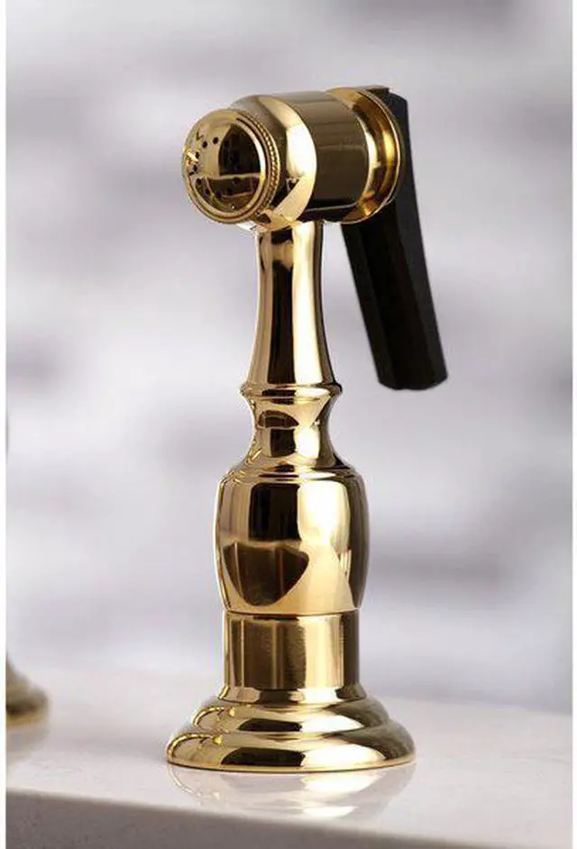 Alt view image 8 of 12 - Kingston Brass KS7272ALBS Kitchen Faucet with Side Sprayer, Polished Brass - 8.3125 x 6.875 x 14.125 in.