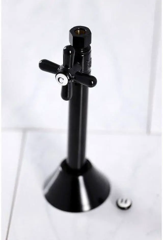 Alt view image 5 of 10 - Kingston Brass CC83250X 1/2" Sweat, 3/8" O.D. Comp Straight Shut-off Valve with 5" Extension, Matte Black