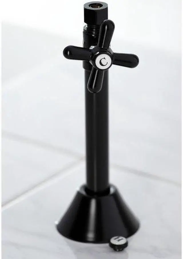 Alt view image 6 of 10 - Kingston Brass CC83250X 1/2" Sweat, 3/8" O.D. Comp Straight Shut-off Valve with 5" Extension, Matte Black