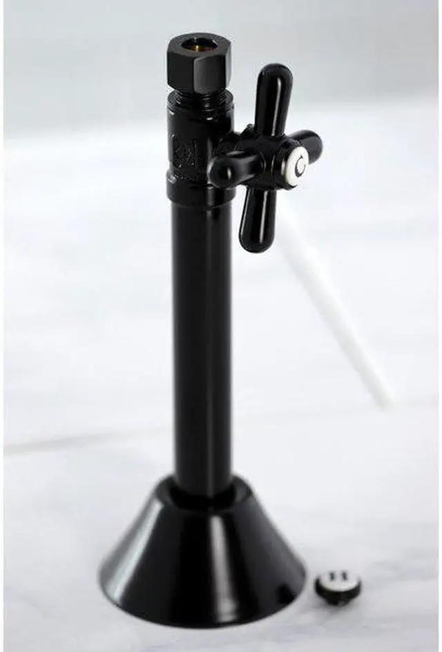 Alt view image 4 of 10 - Kingston Brass CC83250X 1/2" Sweat, 3/8" O.D. Comp Straight Shut-off Valve with 5" Extension, Matte Black
