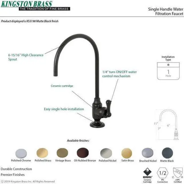 Alt view image 4 of 11 - Kingston Brass KS5193AL Traditional Royale Single-Handle Water Filtration Faucet - Vintage Brass