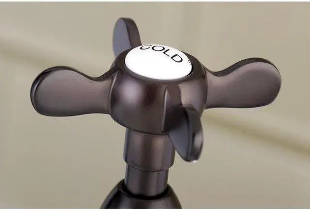 Alt view image 6 of 10 - Kingston Brass KS1275BEXBS 8 in. Centerset Kitchen Faucet & Brass Sprayer with Metal Cross Handle, Oil Rubbed Bronze