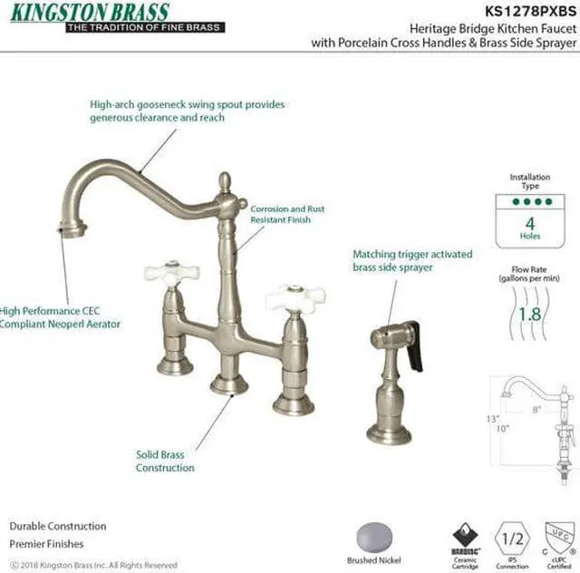 Alt view image 3 of 8 - 8 Center Kitchen Faucet With Side Sprayer