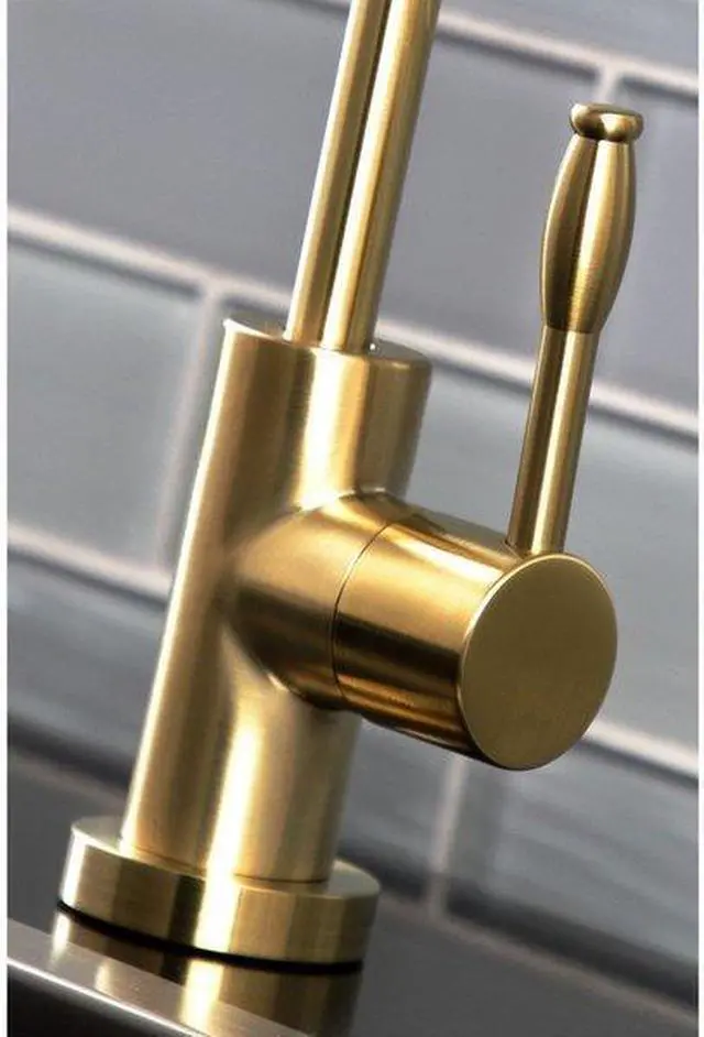 Alt view image 4 of 11 - Kingston Brass KS6197NKL Nustudio Modern Single-Handle Cold Water Filtration Faucet, Brushed Brass