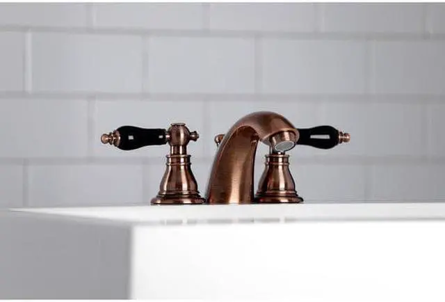 Alt view image 3 of 8 - Kingston Brass KB956AKL Duchess Widespread Bathroom Faucet with Plastic Pop-Up, Antique Copper