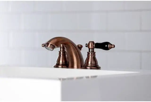 Alt view image 6 of 8 - Kingston Brass KB956AKL Duchess Widespread Bathroom Faucet with Plastic Pop-Up, Antique Copper