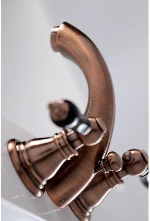 Alt view image 4 of 8 - Kingston Brass KB956AKL Duchess Widespread Bathroom Faucet with Plastic Pop-Up, Antique Copper