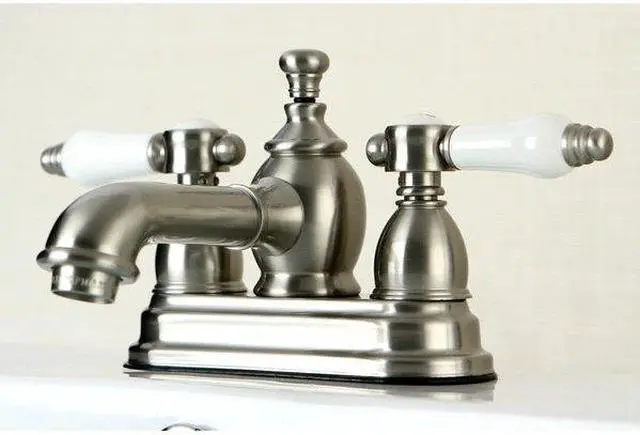Alt view image 5 of 5 - Kingston Brass KS7008BPL 4 in. Centerset Lavatory Faucet with Brass Pop-Up, Satin Nickel