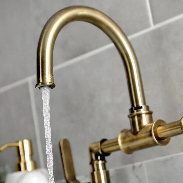 Alt view image 3 of 6 - KINGSTON BRASS KS2173KL Whitaker Industrial Style Bridge Bathroom Faucet W/