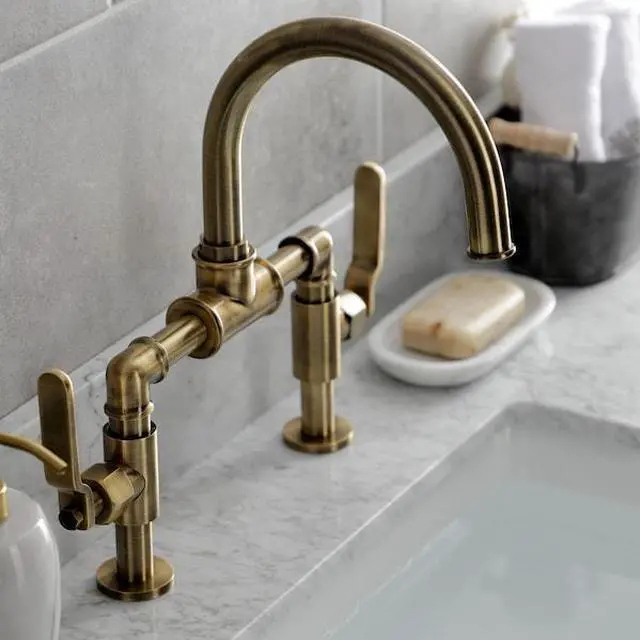 Alt view image 4 of 6 - KINGSTON BRASS KS2173KL Whitaker Industrial Style Bridge Bathroom Faucet W/