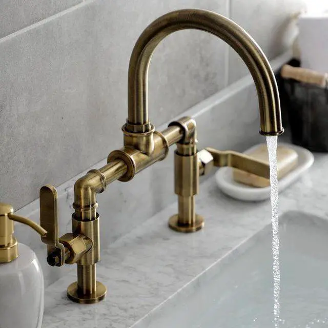 Alt view image 2 of 6 - KINGSTON BRASS KS2173KL Whitaker Industrial Style Bridge Bathroom Faucet W/