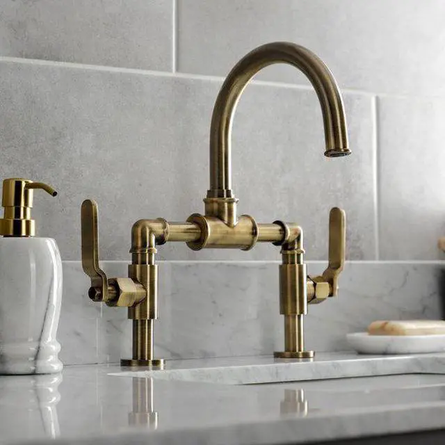 Alt view image 6 of 6 - KINGSTON BRASS KS2173KL Whitaker Industrial Style Bridge Bathroom Faucet W/