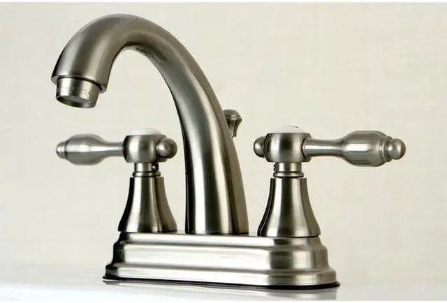 Alt view image 4 of 6 - Kingston Brass KS7618TAL 4 in. Centerset Lavatory Faucet with Metal Pop-Up Drain Assembly, Satin Nickel