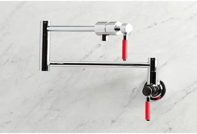 Alt view image 2 of 6 - KINGSTON BRASS KS4101DKL KS4101DKL Kaiser Wall Mount Pot Filler, Polished Chrome