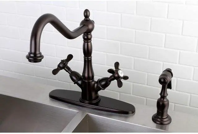 Alt view image 7 of 12 - Kingston Brass KS1235BEXBS Mono Deck Mount Kitchen Faucet with Classic Lever Handle & Brass Sprayer, Oil Rubbed Bronze