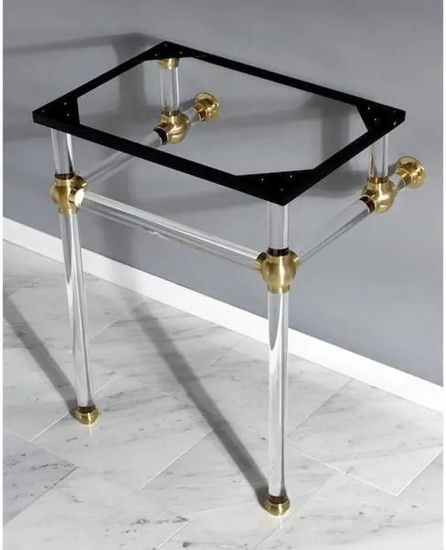 Alt view image 4 of 6 - Fauceture VAH242030SB Console Basin Holder with Acrylic Pedestal, Brushed Brass