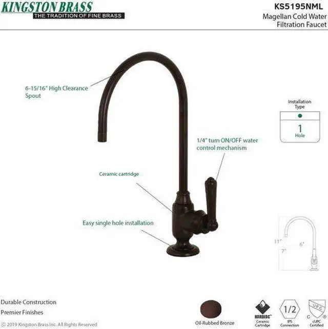 Alt view image 3 of 11 - Kingston Brass KS5195NML Traditional Magellan Single-Handle Water Filtration Faucet - Oil Rubbed Bronze