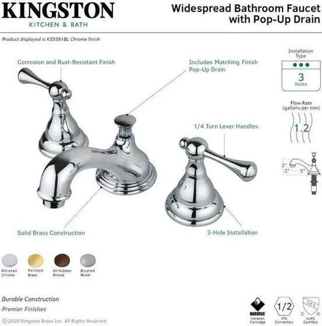Alt view image 4 of 6 - Kingston Brass KS5568BL Lavatory , Faucet, Satin Nickel