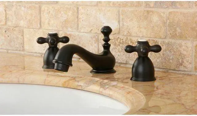 Alt view image 3 of 3 - Kingston Brass KS3955AX Two Handle 4 in. to 8 in. Mini Widespread Lavatory Faucet with Brass Pop-up